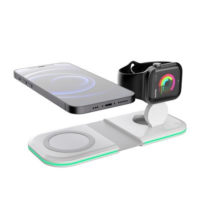 China Universal New Technology 2021 Two-in-One Fold Magsafing Magnetic Fast Charging Double Wireless Charger For Apple Watch iPhone for sale