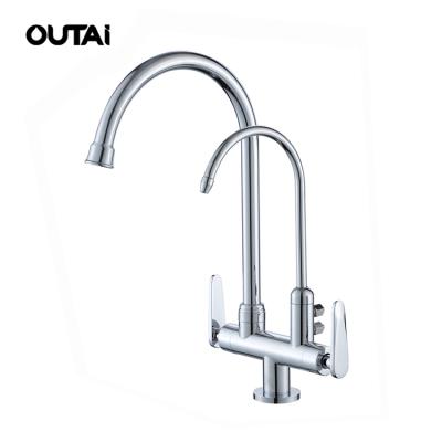 China New Design Dual Handle Thermostatic Kitchen Faucet Double Handle 360 Bi-Directional Faucets Rotation for sale