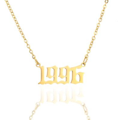 China CLASSIC 18 Gold 1980~2021 Year Necklace Small Anniversary Number Pendant Necklace for sale