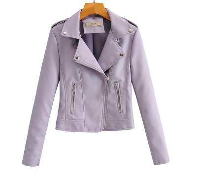China 2021 autumn new women's jacket fashions wholesale warm QUICK DRY American and thin short lapel locomotive leather jacket leather for sale