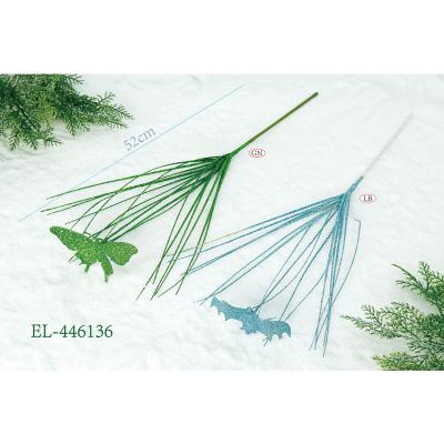 China Deft Design Plastic Personalized Indoor Ornaments Christmas Decorations Christmas Onion Grass With Butterfly Cuts for sale