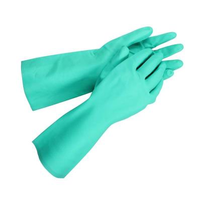 China Industrial Green Nitrile Gloves Protect Against Chemicals 15 Mil Thickness for sale