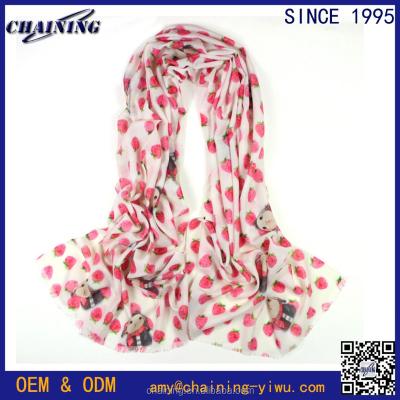 China 2017 Wholesale Cute 100% Cashmere Strawberry Printed 70*190cm Women 100% Cashmere Scarf for sale