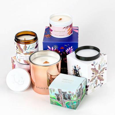 China Recycled Materials Wholesale Cardboard Candle Jar Box Packaging Biodegradable Luxury Custom Private Label Candles With Packaging for sale