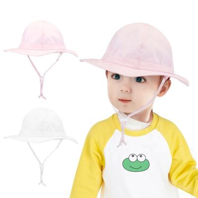 China Kids Bucket Hats And Chinstrap Baby Hats Adjustable Wide Brim Pink Sunshade Hat With Adjustable Chinstrap Toddler Sun Hat for sale