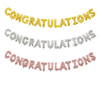 China Wholesale Foil Mylar Letters 16 Inch Gold Silver Congratulations Foil Balloon Set Graduate Congratulations Party Decoration Balloons for sale