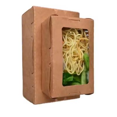 China Customized Eco-friendly Fast Food Grade Kraft Paper Takeaway Container for sale