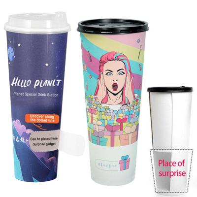 China Customized printing eco-friendly disposable coffee paper cup blind box surprise milk tea paper cup
for sale