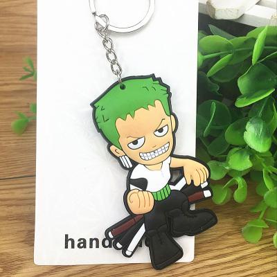 China High Quality Cosplay Anime Figure Roronoa Zoro Luffy One Piece Anime PVC Rubber Key Chain for sale