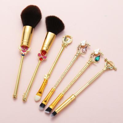 China High Quality 6 Pieces Cute Sailor Moon Anime Cartoon Shaving Eyeshadow Makeup Brush Set Soft Girl Gift for sale