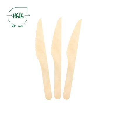 China 165mm Biodegradable Eco-friendly Disposable Wooden Knife With Flat Handle for sale