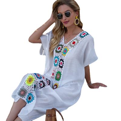 China Anti-Bacterial Crochet Cotton Beach Dress Women wear Bikini Cover Up Swimsuit 2023 Ups Designer Summer Dresses for sale