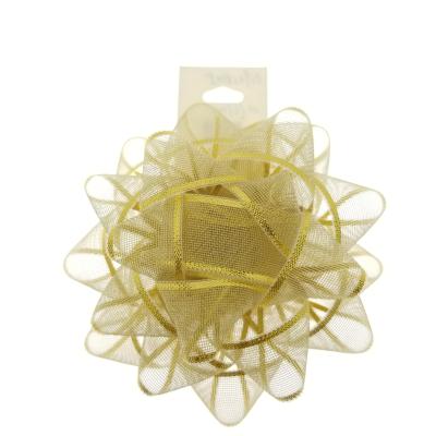 China Good Quality Gold Metallic Wire Mesh Woven Star Bow For Christmas for sale