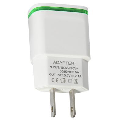 China 5v High Speed Dual 3 Port White And Black Wall Charger Usb Wall Charger With Led Night Light for sale