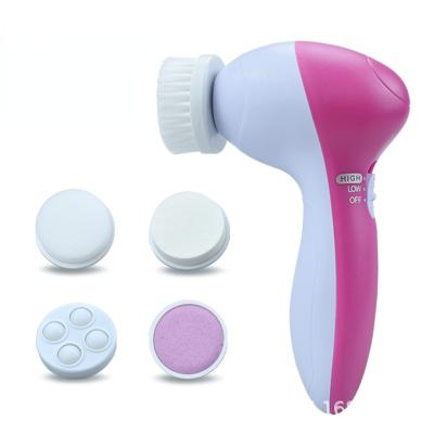 China Pore Remover 5 in 1 Multifunctional Portable Waterproof Brush Massager Rotating Facial Skin Cleansing Brush for sale