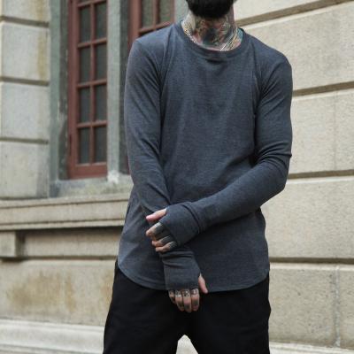 China QUICK DRY Men's Long Sleeve Curved Edge Curved Cotton T-shirt Hip Hop Hot T-shirt Long Sleeve for sale