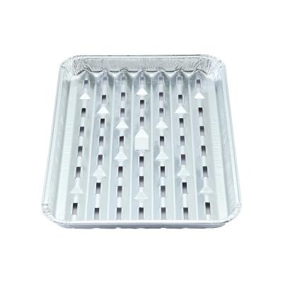 China Disposable Perforated Disposable Aluminum Foil Barbecue Grill Tray for sale