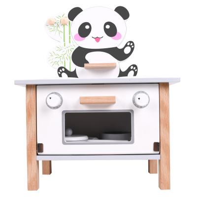 China Pretend Play Toy Set Cute Panda Wooden Simulation Kitchen Children's Mini Toy Storage Cabinet for sale