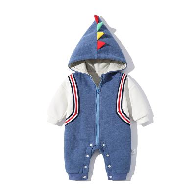 China Cozy Baby Clothes 2021 Newest Style Long Sleeves Zipper Knitted Toddler Pajamas Babies Boy Girls Infant Warm Hooded Romper for sale