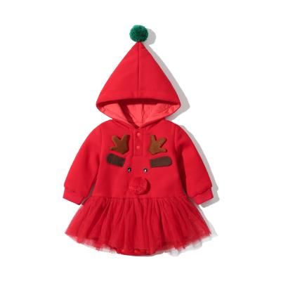 China Cozy Baby Clothes Wholesale Hot Sale Latest Christmas Thicken Babies Boy Girls Clothes Warm Hooded Infant Romper Long Sleeves for sale