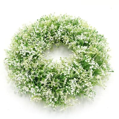 China Home Garden Office Wedding Decoration Wholesale High Quality Garland Artificial Flower Baby Breath Wreath For Home Decor for sale