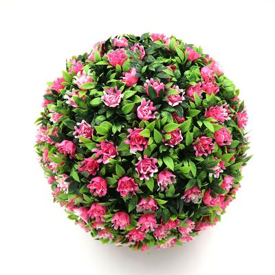 China Home Garden Office Wedding Decoration High Quality Faux Topiary Boxwood Leaves and Rose Flower Outdoor Grass Ball Artificial Flower Balls for sale