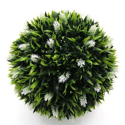 China Home Garden Office Wedding Decoration Anti UV Indoor Decorative Plastic Hanging Topiary White Lavender Grass High Quality Artificial Flower Ball for sale