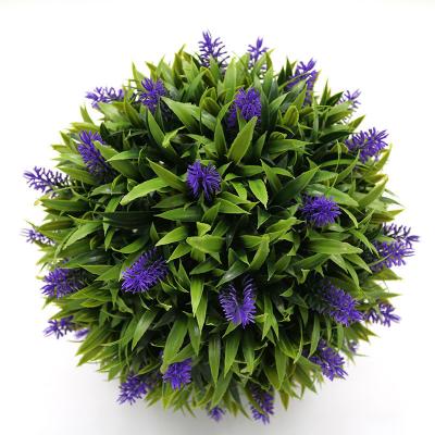 China Home Garden Office Wedding Decoration Anti UV Indoor Decorative Plastic Hanging Topiary Purple Lavender Grass High Quality Artificial Flower Ball for sale