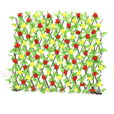 China Home Garden Office Wedding Decoration Outdoor Expandable Ivy Privacy PVC Trellis Artificial Retractable Fence for Garden Decoration With LED Light for sale