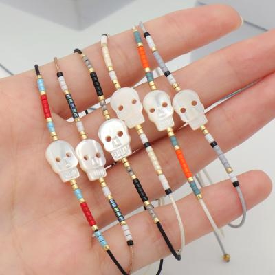 China Fashionable unisex bead bracelet charm shell map skull beads brass gold plated with miyuki beads bracelet for sale