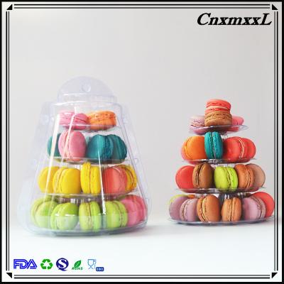 China 4 tier macaron tower clear smaller display plastic packaging box blister pack display stand food tower for food zu verkaufen
