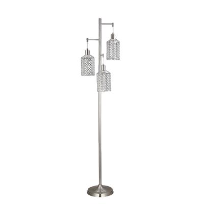 China Nordic simple shiny nickel metal tree floor lamp with fish bone metal cage for sale