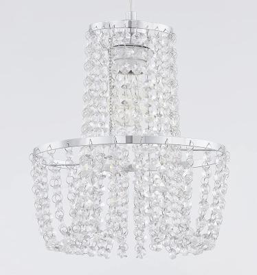 China Modern Mini Chandelier Shade Beaded Pendant Lamp Shade with Crystal Jewel Droplets and Chrome Frame for Bedroom Wedding for sale