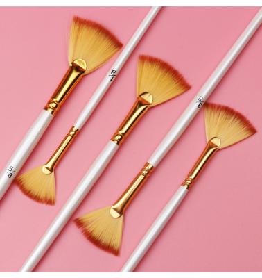 China painting & 5 Sets Short Wooden Pole Gouache Watercolor Two Color Drawing Propeller Shaped Nylon White Acrylic Brush for sale