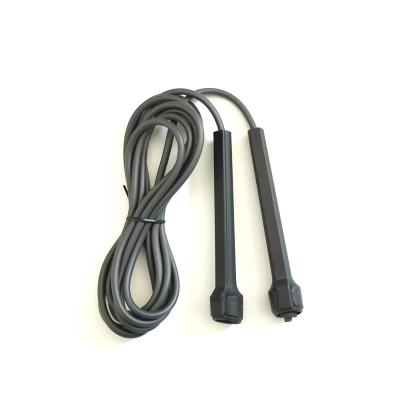 China Length Adjustable Hot Fitness Rope Speed Jump Rope PVC Black Rope Can Be Custom Logo pp Handle Jump Rope for sale