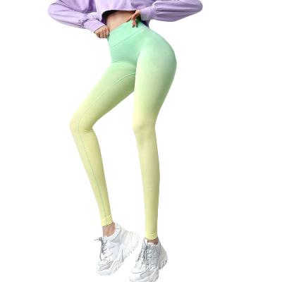 China QUICK DRY Custom Fashion Women Workout Fitness Gym Wear Clothes Yoga Pants Leggings Nude Feel Gradient Colors for sale