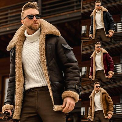 China Amazon winter coat QUICK DRY fur plus size men's leather men's jacket thickened mid waterproof leather jacket for men for sale