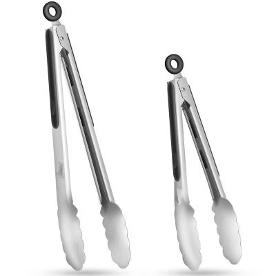 China Sustainable Stainless Steel Kitchen Tongs Set Locking Metal Food Tongs Non-Slip Grip for sale