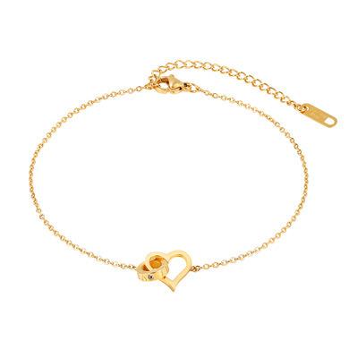 China TRENDY Simple Design Adjustable Stainlesss Steel Heart Anklet For Women for sale