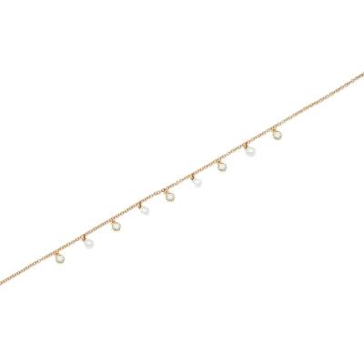 China CLASSIC Fashion Design Jewelry Adjustable Crysatal Pearl Pendant Stainless Steel Women Anklet for sale