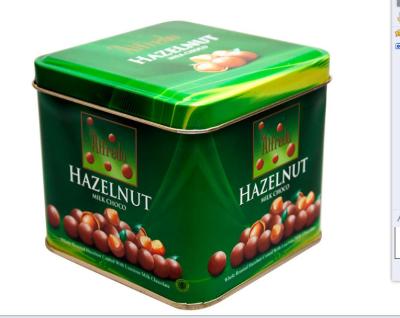 China Hazelnut Tin Chocolate Selection Box CYMK Printed Square Looking Alfredo for sale