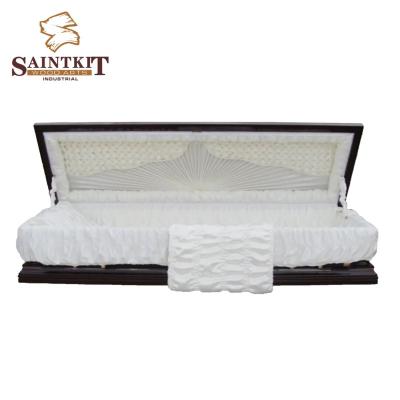 China High Quality American Style Casket Lining And Embroidery For Customizable Wooden Casket Casket for sale
