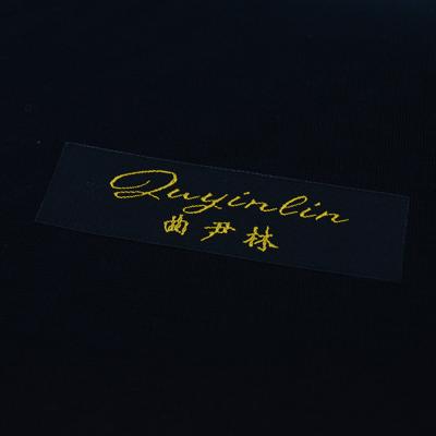 China Viable Factory Customized Cheap High Quality Damask Brand Logo Iron On Heat Transfer Woven Neck Label With Hot Melt Adhesive for sale