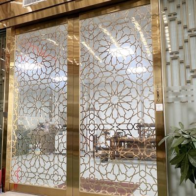Chine Diviseur de salon de séparation d'écran d'acier inoxydable de couleur de PVD avec du verre trempé à vendre