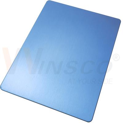 China 0.4-3 mm Dikke blauwe kleur Matte Inox-metaalplaat 201 Graad roestvrij staal plaat Haarlijn nr.4 Afwerking Te koop