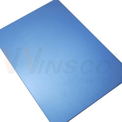 China 1000mmx2000mm Roestvrij staal Satinplaat Decoratief Saffiraat Blauw Mat 0,4-3,0mm Dikte Haarlijn Te koop