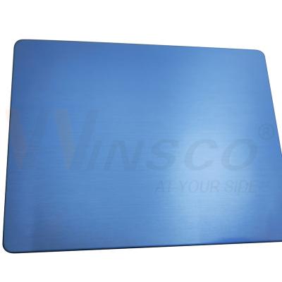 China SS 201 Koudgewalste haarlijn van niet-oxide plaat van metaal 4' x 8' blauw satine SS nr.4 blad Te koop