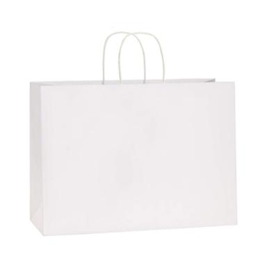 China Disposable Premium Quality White Paper Gift Bag With Handles Eco Friendly Shopping Paper Bag With Logo Print Custom for sale