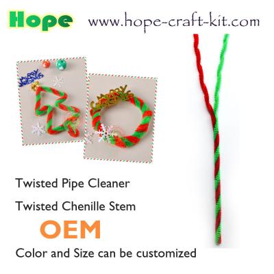 China Twisted 2 colours chenille stems pipe cleaners for hobbies & children DIY hand-crafted material for sale
