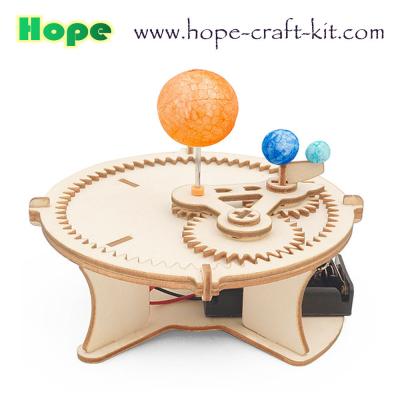 China Science Earth Moon and Sun Solar Moving Orbit Experiment Wooden Color Model Toys Kids DIY Toys STEM astronomy Education for sale